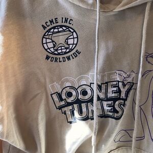 Looney Tunes Acme Worldwide Marvin The Martian‎ Hoodie Cream Purple Medium